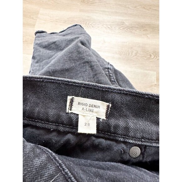 Madewell Rigid Denim A-Line Mini Skirt Black Womens 28 Raw Hem - Picture 7 of 11